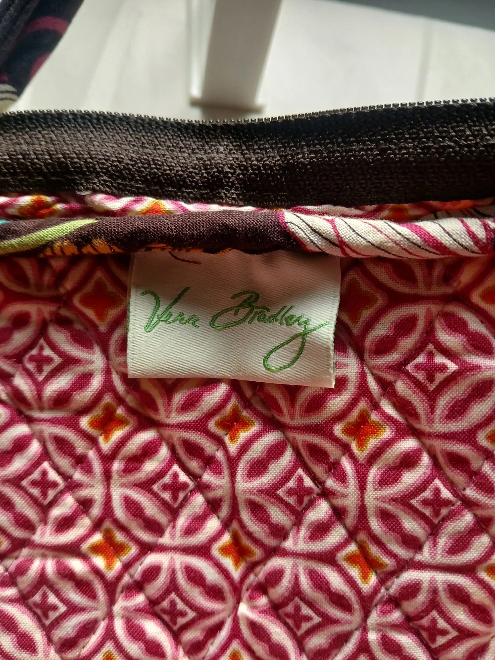 Vera Bradley Quilted Floral Laptop Carry Top in Brown and Pink